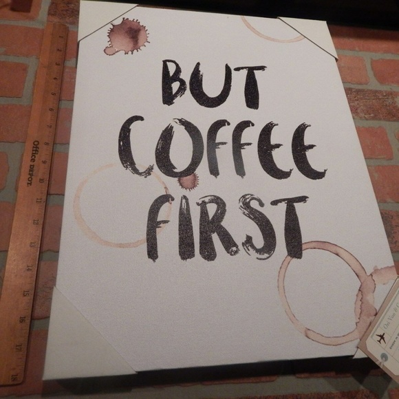 But Coffee Cup Stain Mark FIRST Canvas Wall ART Hanging Barista Home Decor Cafe - Picture 5 of 7